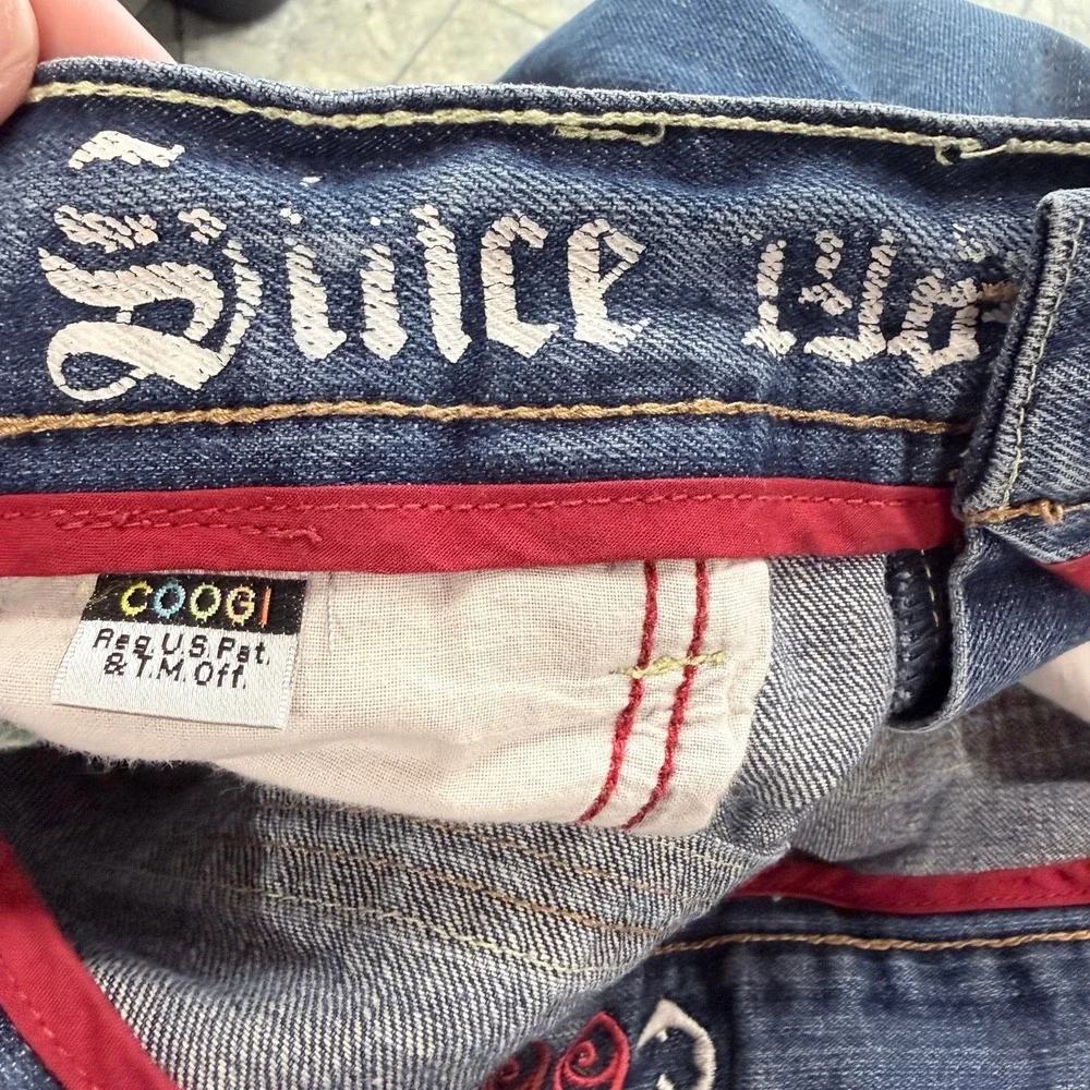 Coogi Mens Embroidered Back Pocket Jeans Blue Medium Wash Denim 38x32 Streetwear